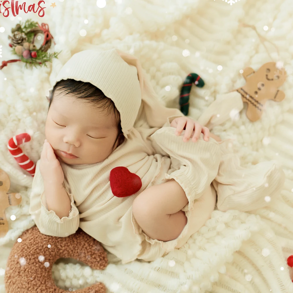 Christmas Costume for Newborn Photography Props Cotton Baby Christmas Outfit Photo Shoot Newborn Clothes Baby Boy Accessories