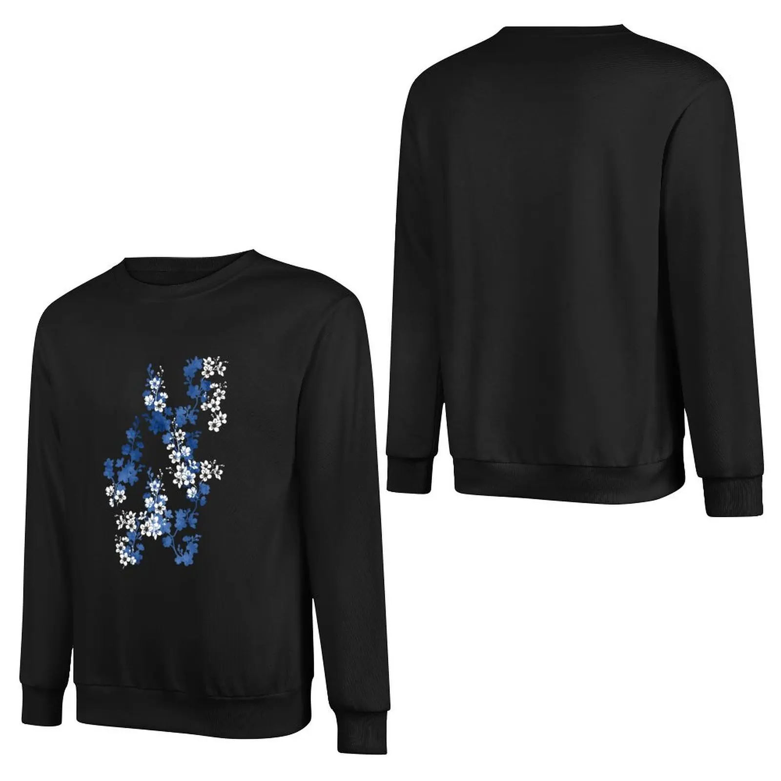 Sakura blossom in deep blue Pullover Hoodie men clothing blouse oversize sweatshirts