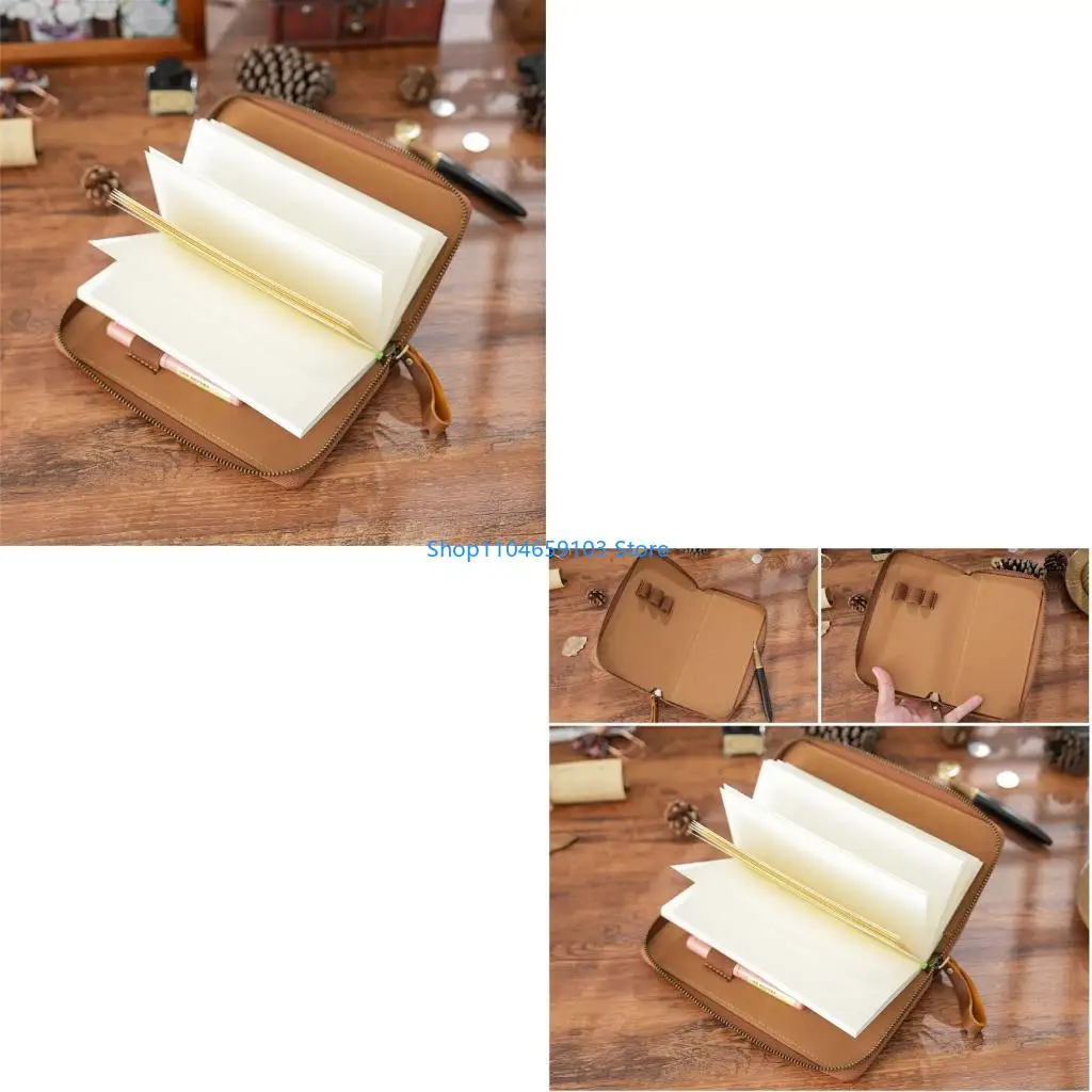 

Кожаная крышка на молнии для 7.28x3.544 -дюймовых полевых заметок обложки журнала ручной работы