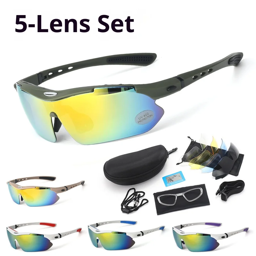 

Sports Sunglasses with 5 Lenses - Polarized UV400 Protection for Cycling, Fishing, and Daily Outdoor Use