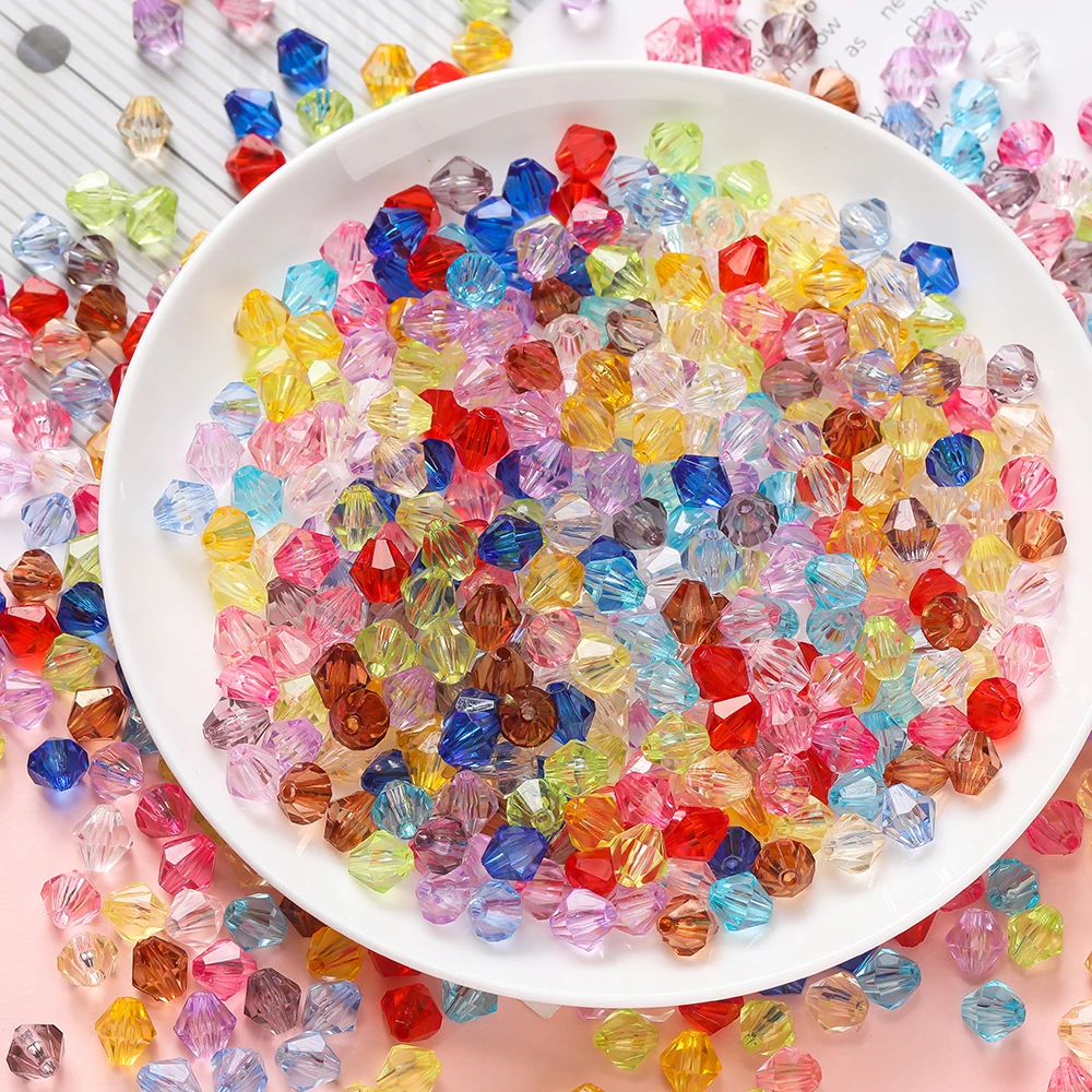 50/100pcs 4/5/8mm Acrylic Mixed Colored Faceted Beads Transparent Spacer Beads for DIY Bracelet Necklace Jewelry Making Findings