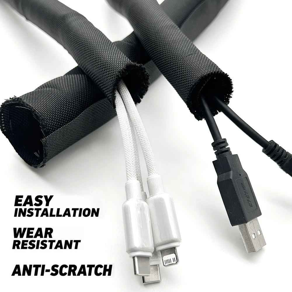 2/5/10/20M Open wound PET polyester braided sleeve ID 3~50mm Dustproof/shock-absorbing/easy to disassemble braided sleeve
