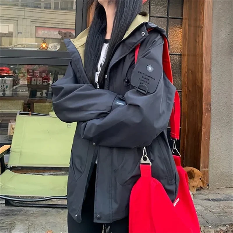 الكورية الترفيه مقنعين سترة ربيع الخريف الإناث سستة Stormtrooper معاطف 2025 الرجال النساء موضة سترة واقية في الهواء الطلق أبلى