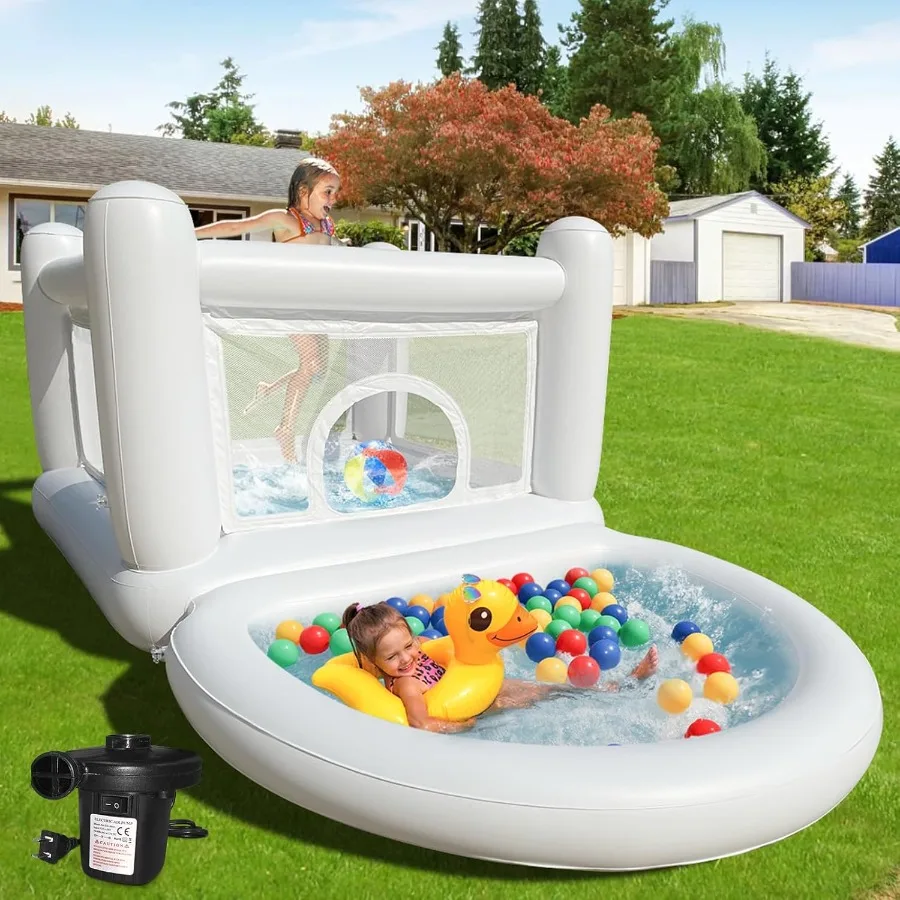 

White Bounce House Toddler Bounce House Bounce House for 3-6 Mini Bounce House Indoor Outdoor Inflatable Bounce House for and A