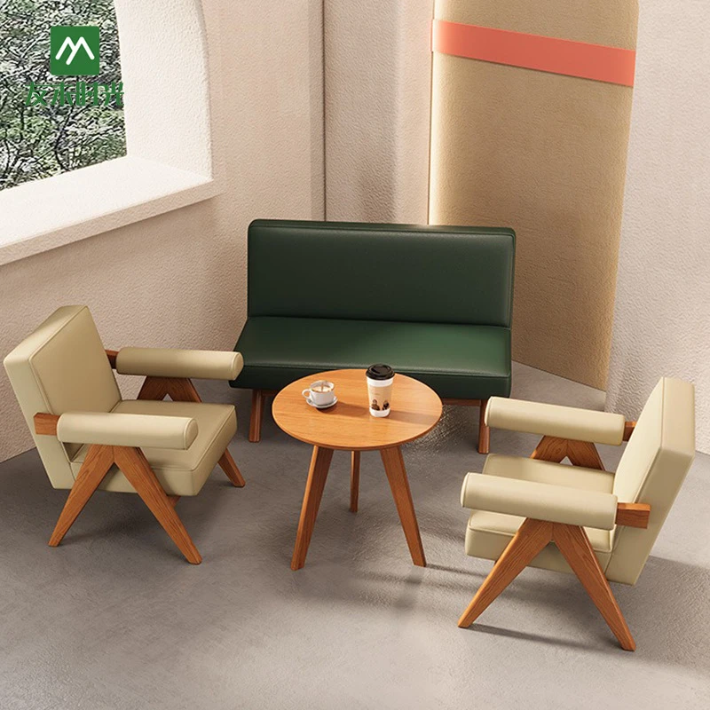 Restaurant Booth SetChain Coffee Tables , Commercial Library Book Bar Leisure Discussion Sofa Chairs, Dessert And Milk Tea Shop