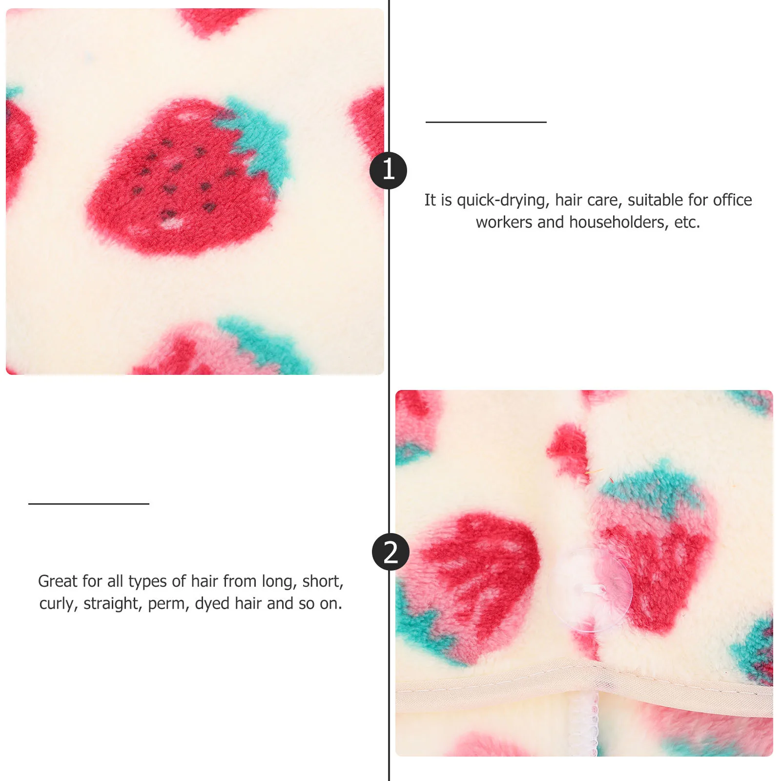 

1Pcs Hair Drying Cap Strawberry Design Soft Super Absorbent Fast- Bath Hat for Women Hair Care Home Use