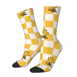 Peanuts Woodstock Checkered Flag Socks Men's Women's Funny Happy Socks Harajuku Spring Summer Autumn Winter Socks Gifts