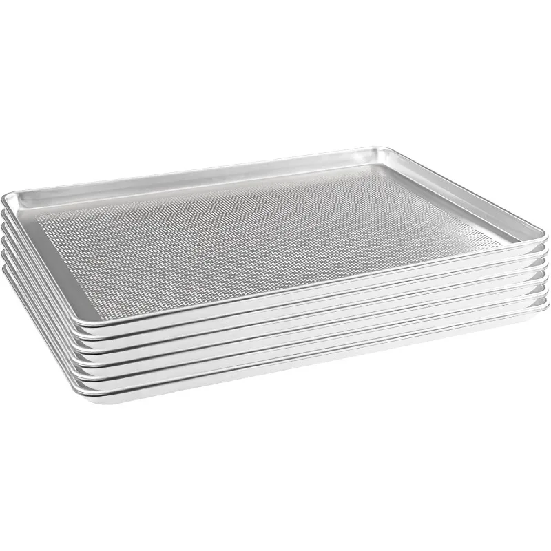 

Aluminum Perforated Baking Sheet Pan 18”L X 26”W X 1”H Cookie Sheet, 6Packs, For Oven in Bakery & Restaurant, Kitchen