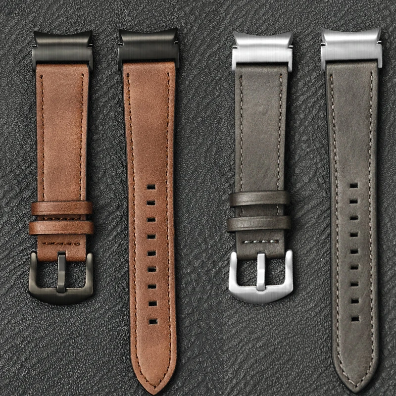 No Gap Leather Strap for Samsung Galaxy Watch 7 6 5 4 40mm 44mm 6Classic 43mm 47mm Watchband Bracelet for Galaxy Watch 5Pro 45mm