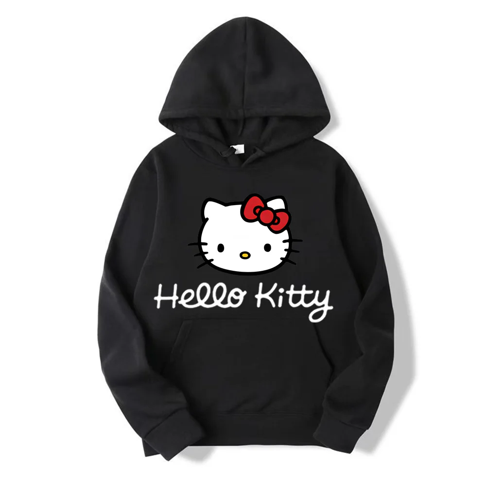 

New Hello Kitty Anime Hoodie Casual Sweatshirt Boys Fleece Pullover Y2k Sudadera Couples Print Hoodies Jacket Kids Clothes Girls