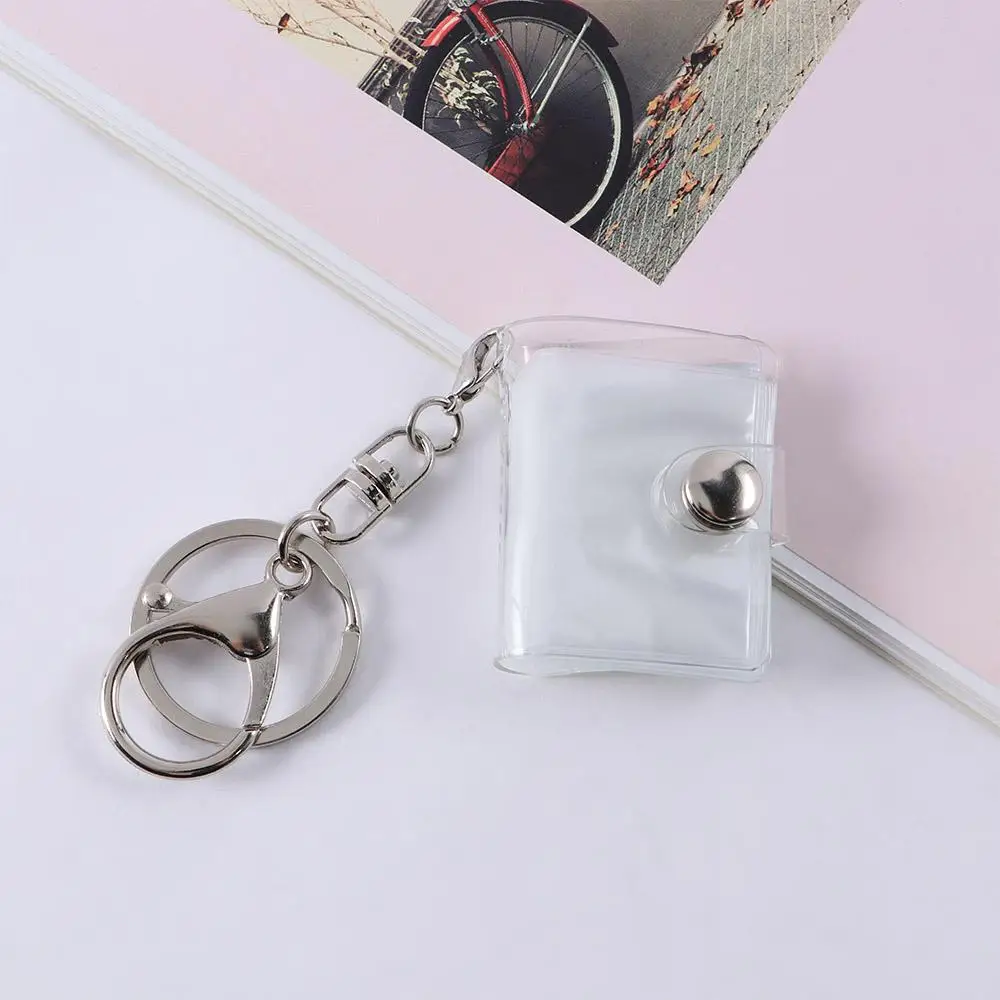 16 Pockets Small Pictures Storage Photo Holder Mini Albums Pendant Card Bag 1 2 Inch Photo Album Keychain Card Book Keyring