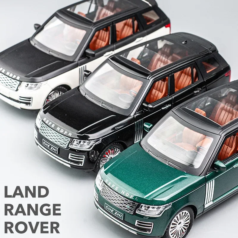 Modèle de voiture Land Rover Range Rover Suv 1:24, simulation de son et lumière, dos côtelé, collection de voitures en alliage, ornements, jouet pour garçon, cadeaux de voiture