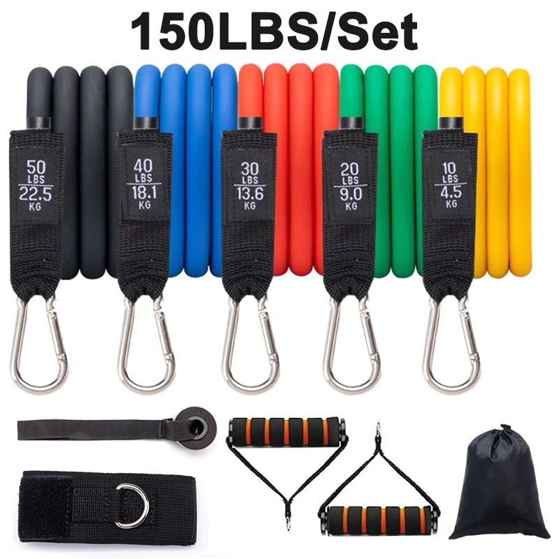 

11pcs Sets Resistance Bands Pull Rope Elastic Rubber Tube Strength Crossfit Training Yoga Workout Home Fitness Sports Expander