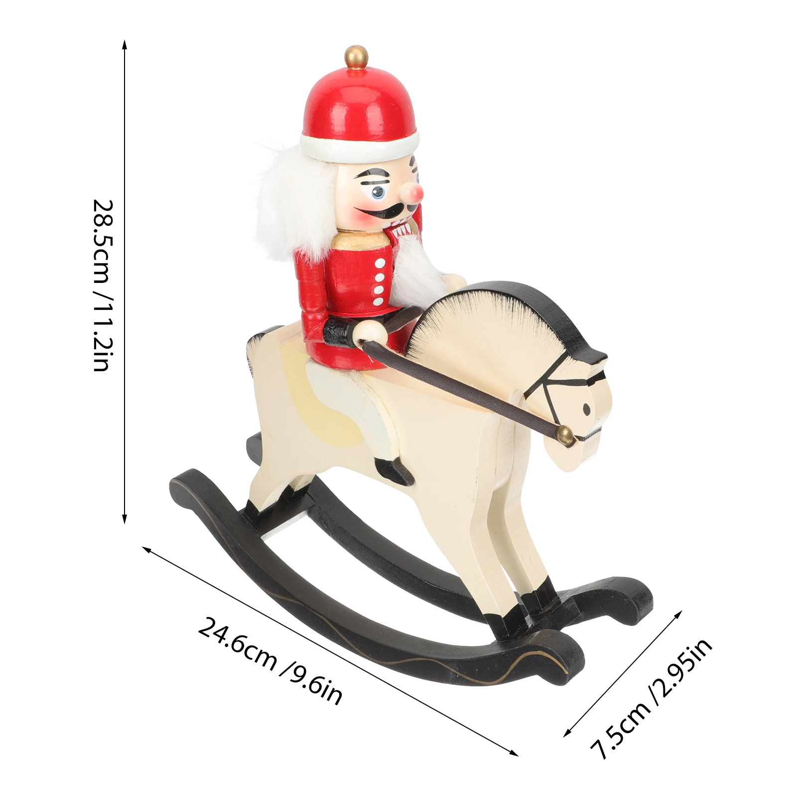 

Wooden Nutcracker Soldier Decoration Christmas Home Ornament Xmas Tabletop Garden Decor Desktop Craft Traditional Horse Figure