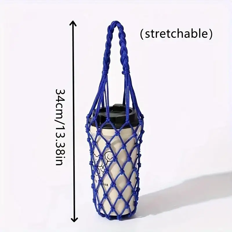 Portable Crochet Cup Holder Coffee Cup Bag Hollow Out Bottle Bag Mugs Bag Foldable Woven Net Water Bottle Bag Cup Cover