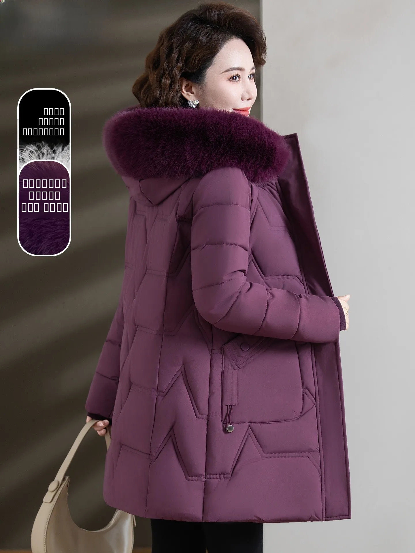 

Warm Faionable down Cotton Jaet Coat for Women andmothers Autumn Winter Thiened Polyester Fiber Regular Sve Long Coat