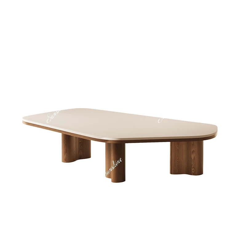 Italian minimalist rock slab solid wood sofa coffee table living room household small apartment table