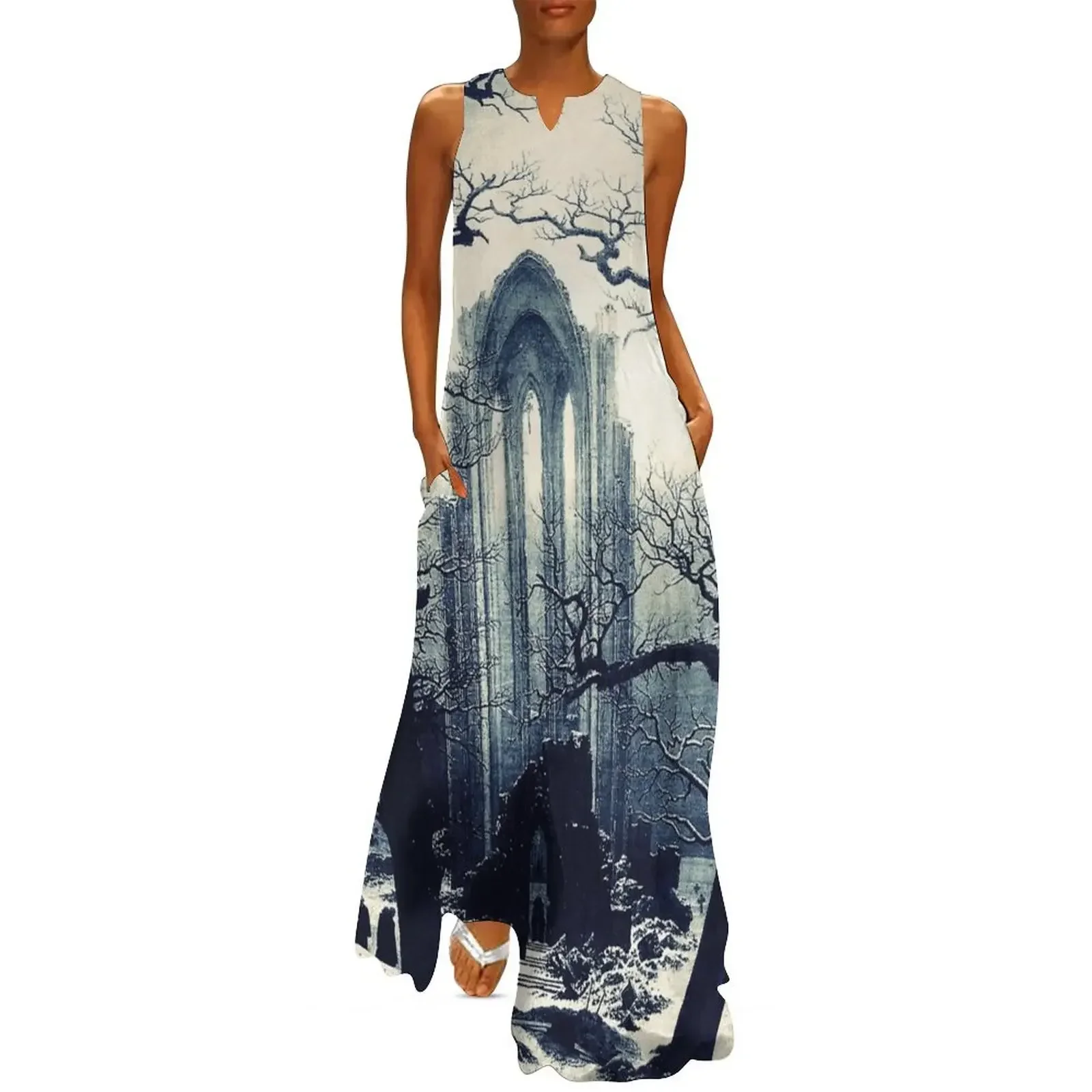 

Monastery Graveyard under Snow by Caspar David Friedrich Long Dress women's clothing summer 2025 novelties Dress