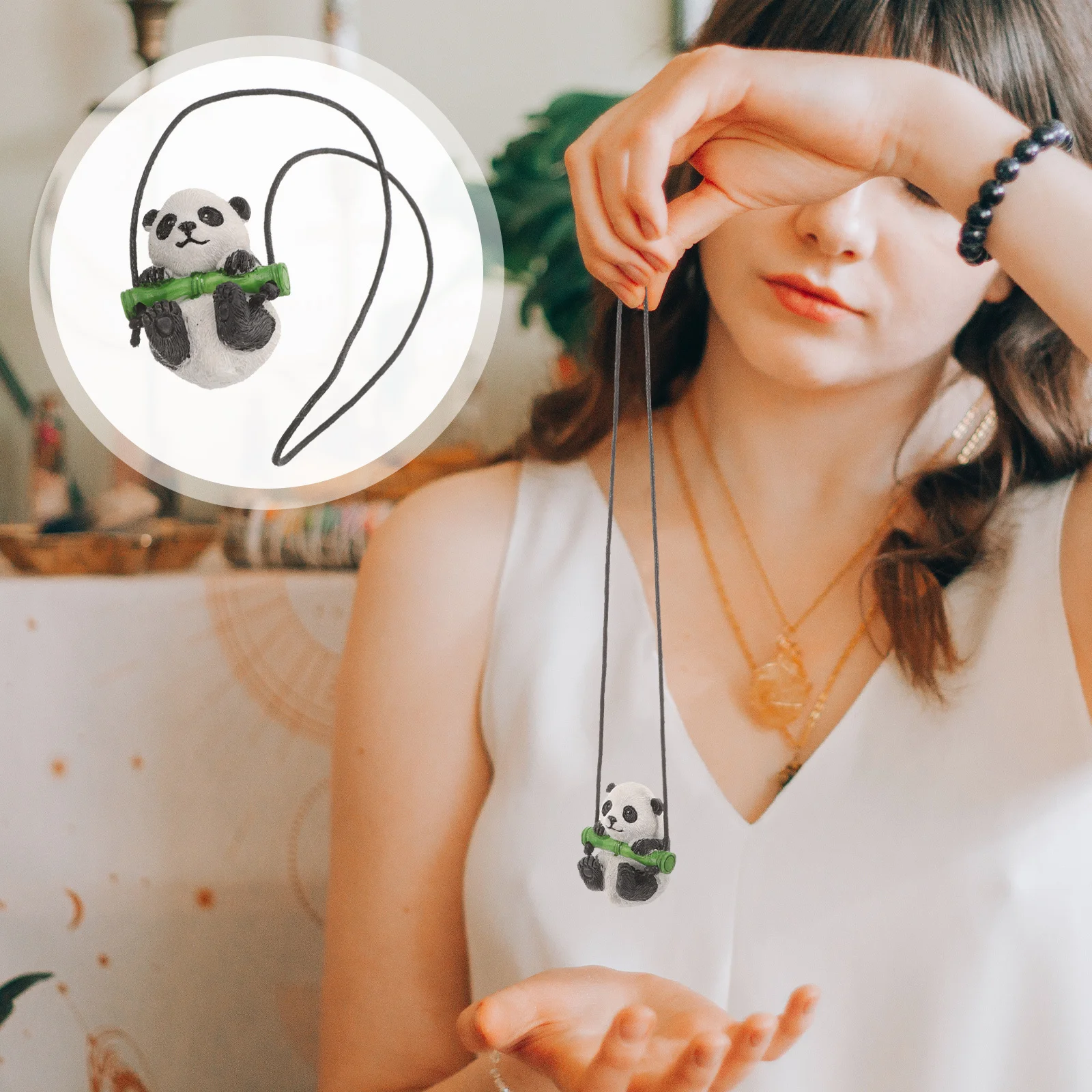 

Hanging Ornament for Car Mirror Pendant Decoration Ornaments Cute Cartoon Panda Rearview