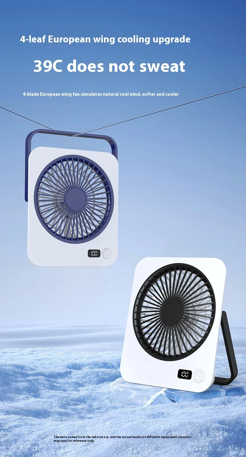 Bureauventilator, draagbare USB-oplaadbare ventilator, 180 °   Kantelbare opvouwbare persoonlijke ventilator met vermogensdisplay, 5 snelheden Ultrastille tafelventilator