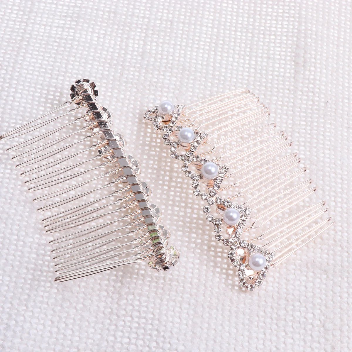 

2Pcs Bridal Hair Comb Pearl Rhinestone Inlay Alloy Hair Accessories Wedding Headpiece for Bride Bridesmaid Flower Girl