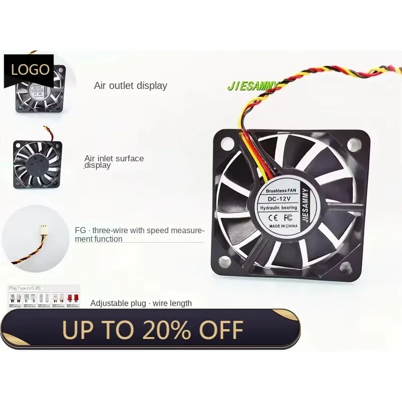 

pa JIESAMMY Hydraulic Bearing 5010 FG Speed Measurement Function 12V 0.12A Battery Car Printer 5CM Fan50*50*10MM