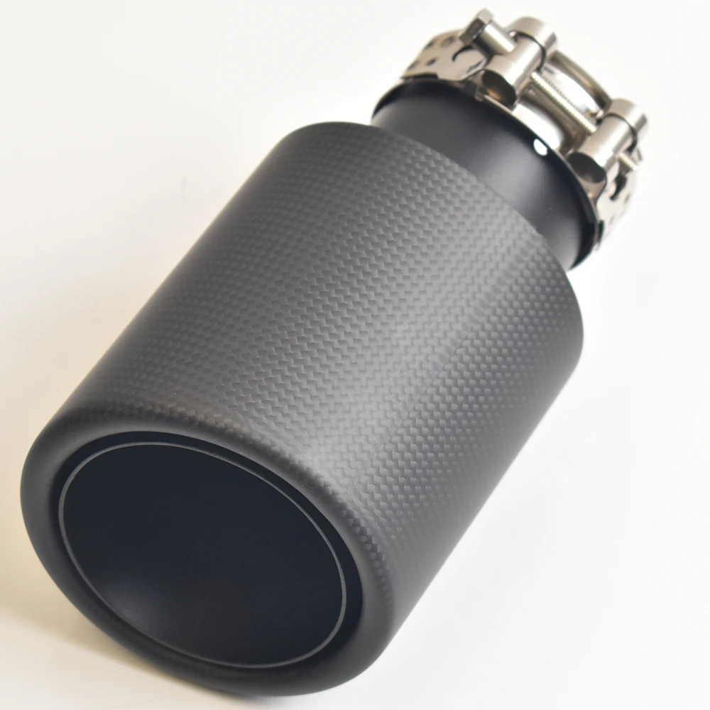 Matt Black Full Fiber Carbon Car Exhaust Pipe Modified Muffler Tip Curly Design with RMUS for Enhanced Performance