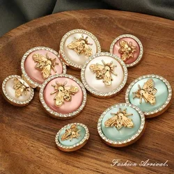 6-delige mode diamant metalen bijenknoppen damesjas trui jurk shirt decoratieve knop prachtige handgemaakte naaiknoppen