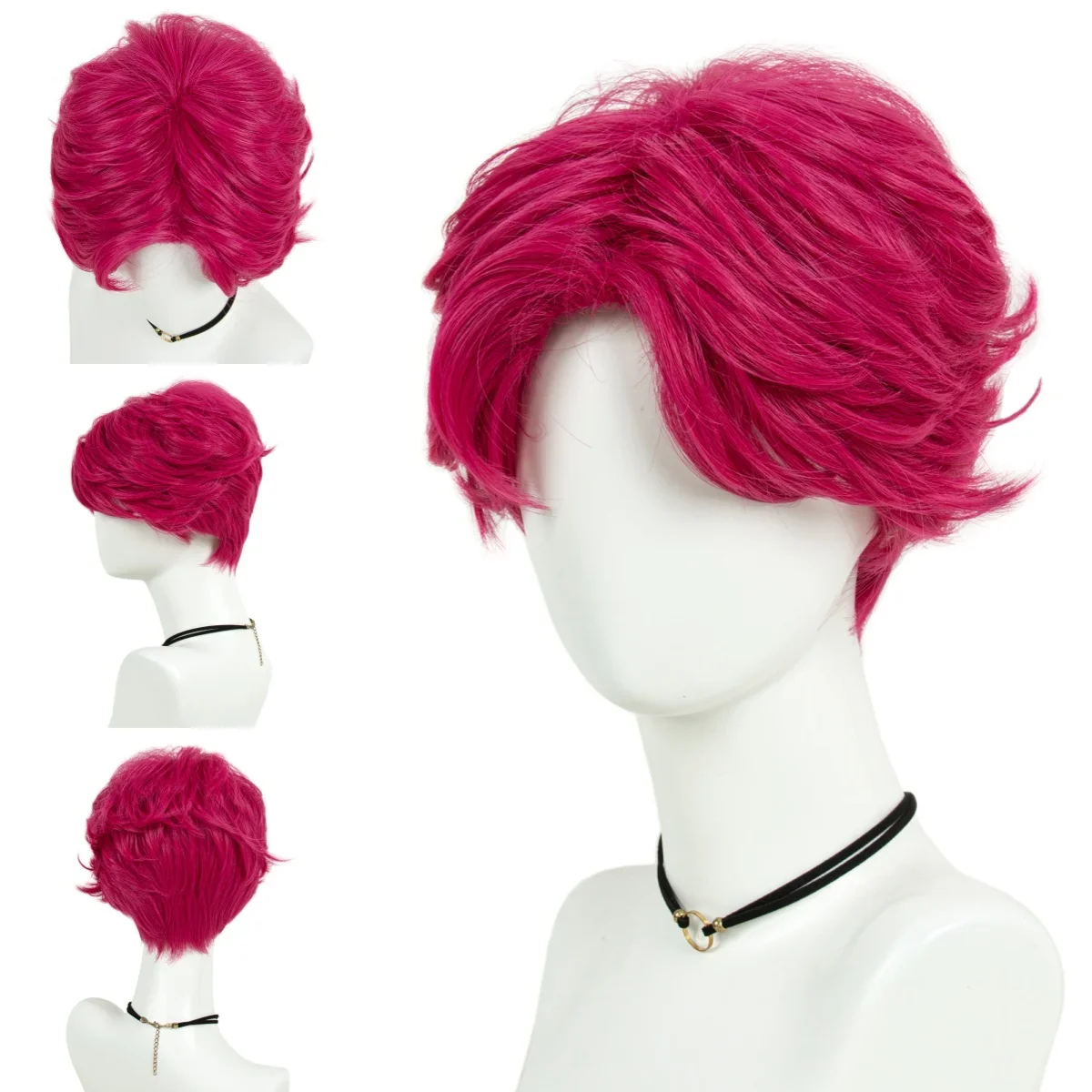 Jongen Pruik Romantiek Baby Secret Jinu Abby Pruik Roze GROEN Paars Zwart Synthetisch Haar Voor Anime Cosplay Halloween Kostuum