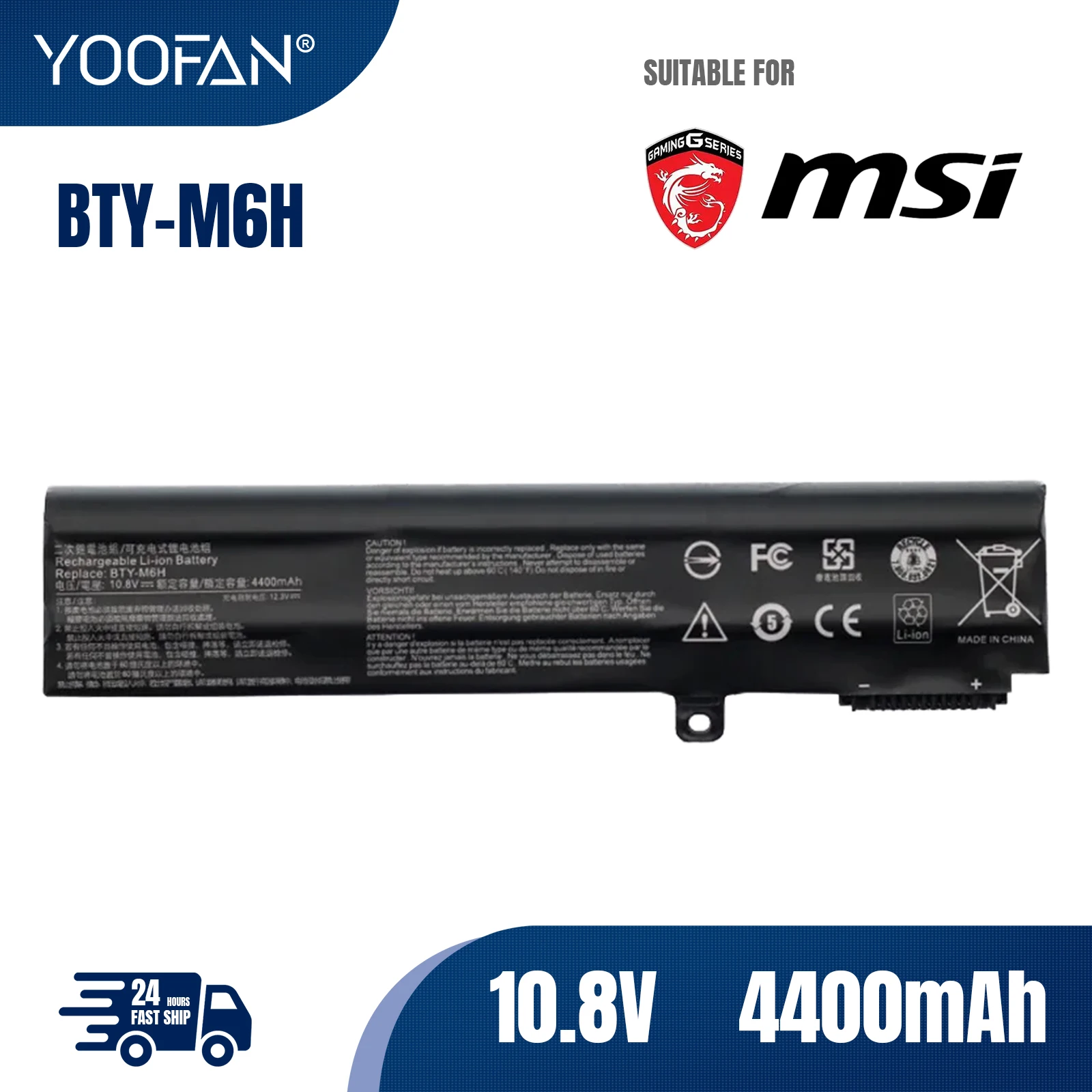 YOOFAN Nowa bateria BTY-M6H do laptopów MSI GE62 GE72 GP62 GP72 GL62 GL72 GP62VR GP72VR PE60 PE70 MS-16J2 16J3 1792 1795