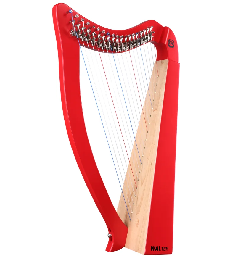 Walter Premium Red 19 Strings with Deluxe Carry Bag Music Instrument Playing Music Lever Harp
