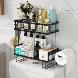 Bathroom Organizers and Storage,2-Tier Over Toilet Storage,Bathroom Storage Paper Holder,Wall Mounted Floating Shelves Furniture