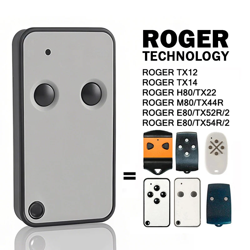 ROGER E80/TX52R/2 E80 TX52R Electric Garage Door Remote Control For ROGER E80 TX54R H80 TX22 M80 TX44R TX12 TX14 433.92MHz