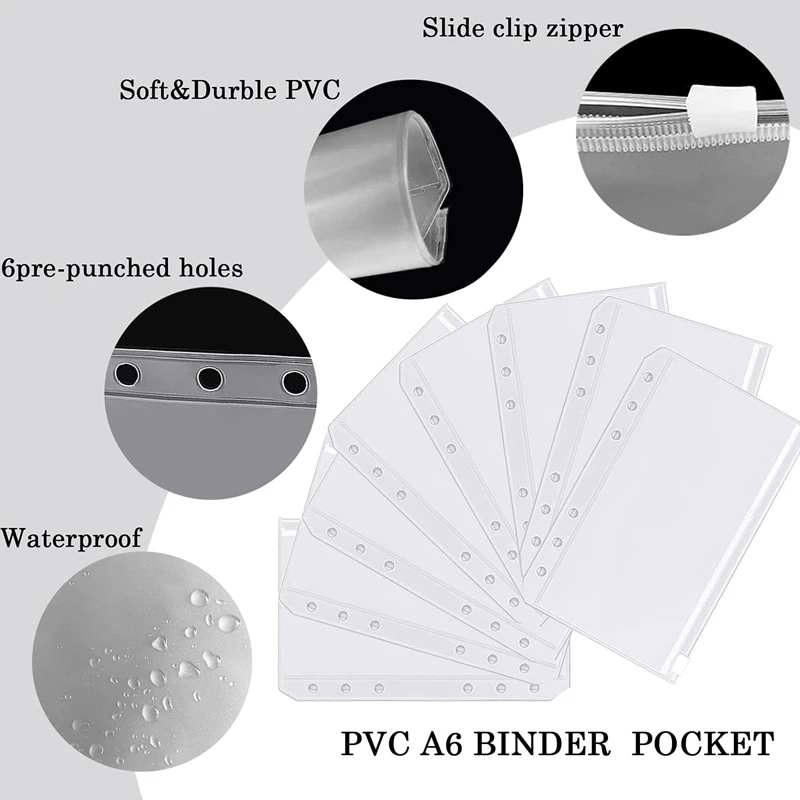 A6 Binder Cover With A6 Binder Pockets Expense Budget Sheets Sticker Labels For Money Cash Envelopes System