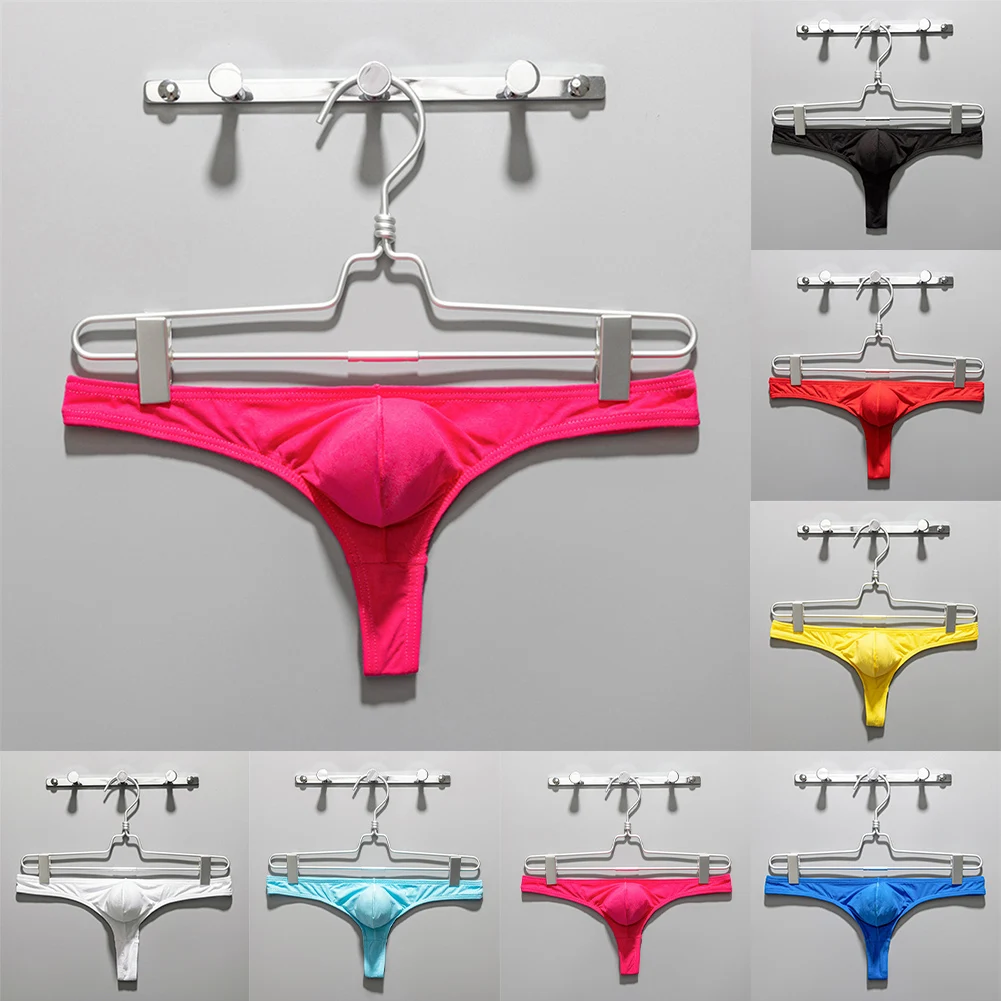 

Cotton Blend Mens Solid Color Underwear Low Waist Thongs U Convex Pouch Breathable T-back Briefs G-Strings