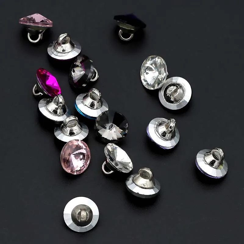 10Pcs/lot 10mm Black Button Red Diamond Small Metal Button Women\'s Fashion Exquisite Shirt Skirt Decorative Buttons C355