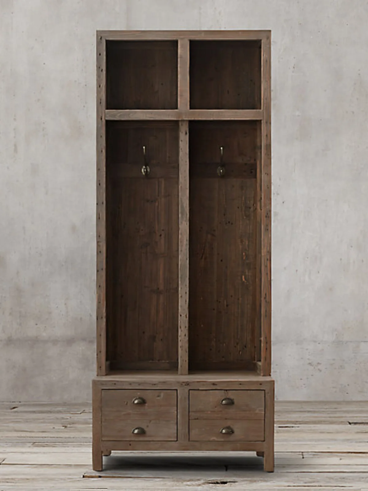 Retro solid wood wardrobe American simple home entry wardrobe