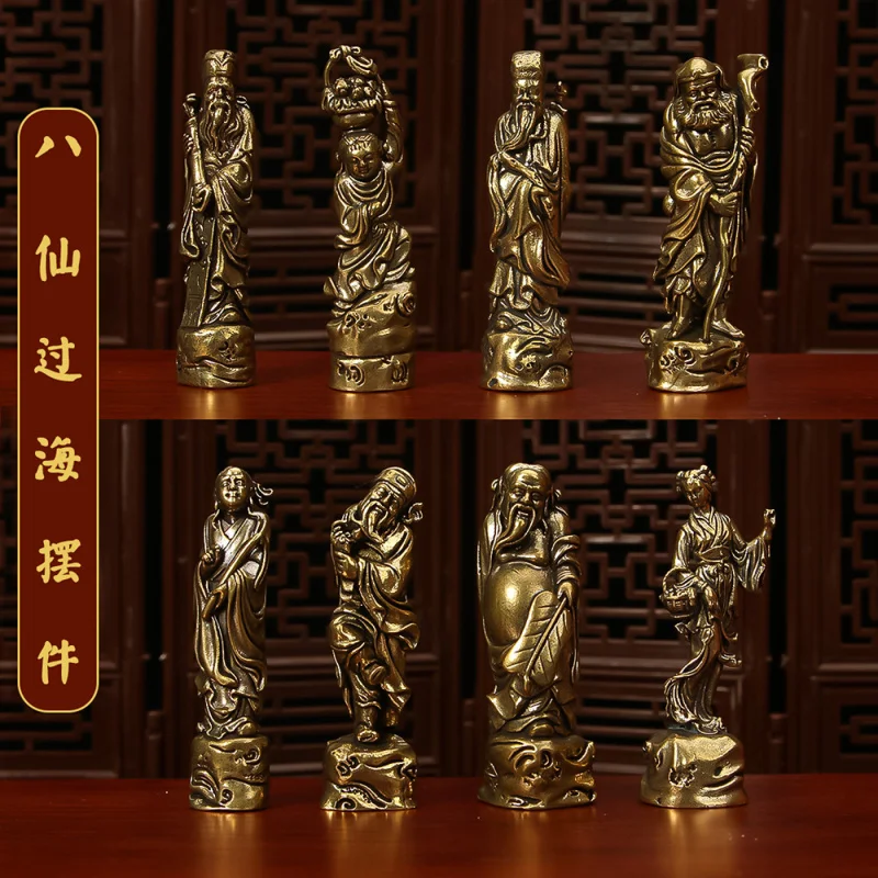New Brass Eight Immortals Crossing the Sea Iron Cane Li Buddha Statue Vintage Small Ornament Antique Miscellaneous Cult