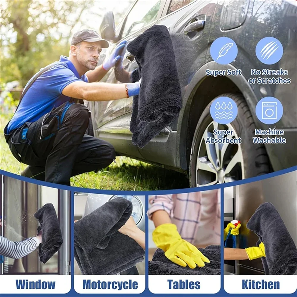 1-10PCS Car Wash Towel Ultra-fine Fiber Car Cleaning Cloth Soft Clean and Dry Cloth Edge Sealing Strong Water Absorption Rags image 4