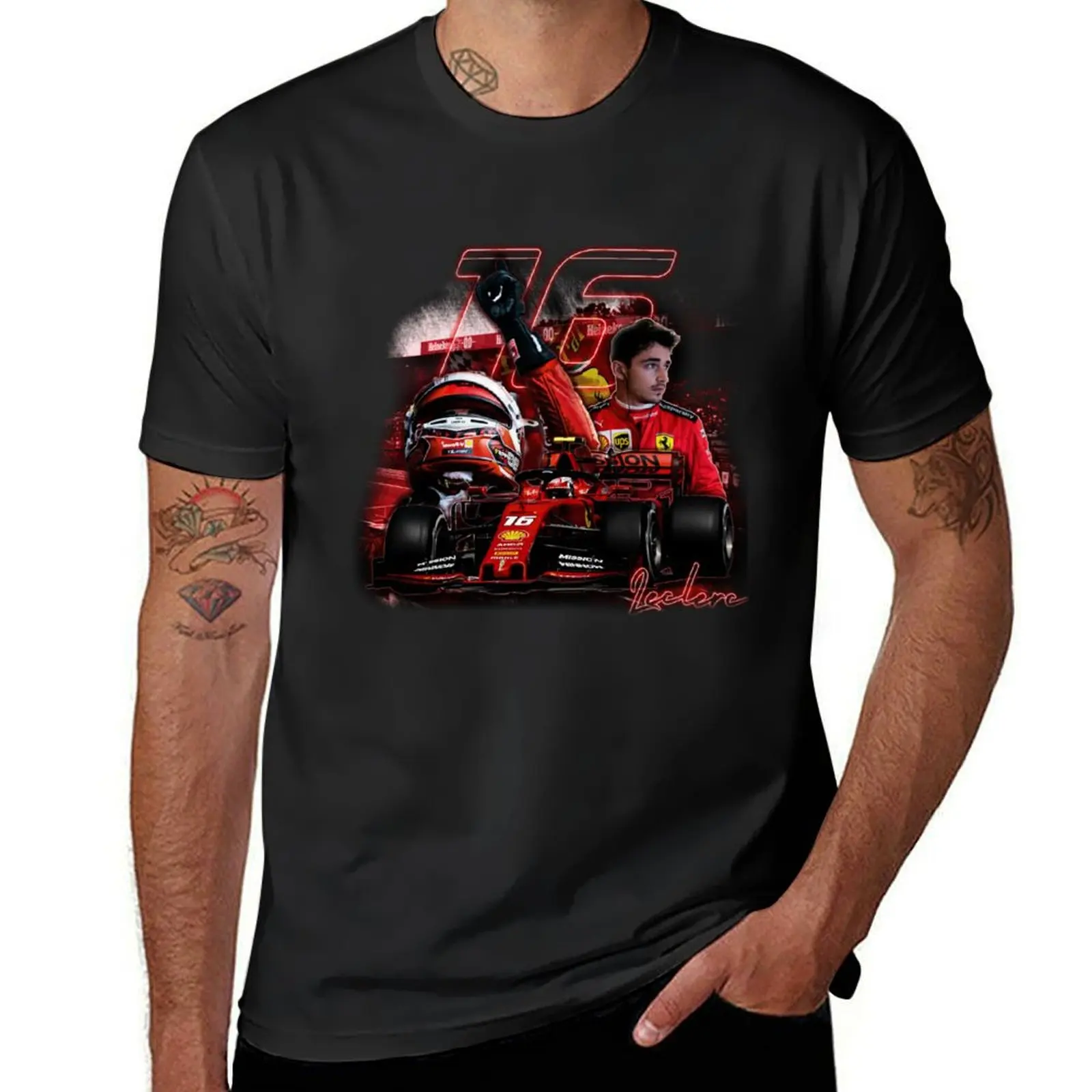 

charles leclerc fan art T-Shirt quick drying aesthetic clothes oversized hippie clothes mens graphic t-shirts anime