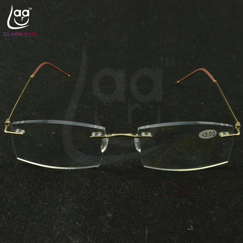 Titanium Frame Ultra Light Memory Gold Frame Coating Lenses Men Women Rimless Reading Glasses  0.75  1  1.5  1.75  2  2.25 To  4