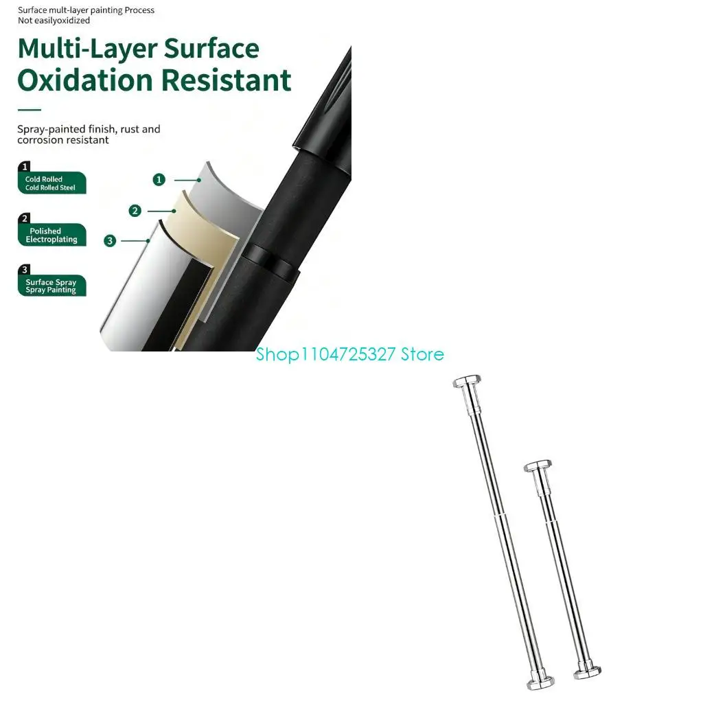 D8KF Stainless Steel Adjustable Support Telescopic Cabinet Brace Rod for Wardrobe Vanity and Bathroom Storage Support