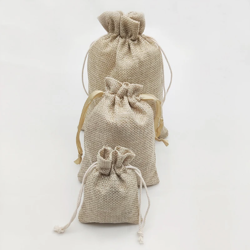 

50pcs Sack Jute Bags Drawstring Bag Jewelry Packaging Bag Sack Pouches for Wedding Jewelry Pouch Jute Pouches Cloth Storage Bags