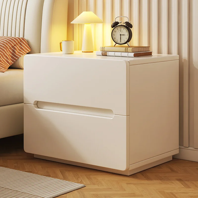 Solid Wood Core Nightstand Bedside Storage Shelf Narrow Cabinet Small Cabinet Bedroom Rental Property Storage Nightstand