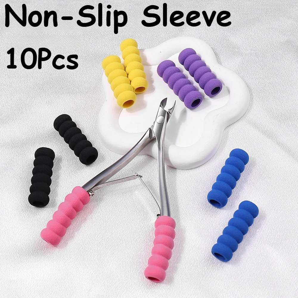 10 Pcs Nail Art Tool Silicone Grip Sleeves Set (5 Pairs) Anti-Slip Sweat-Absorbing for Cuticle Nipper Dotting Pen - Professio...