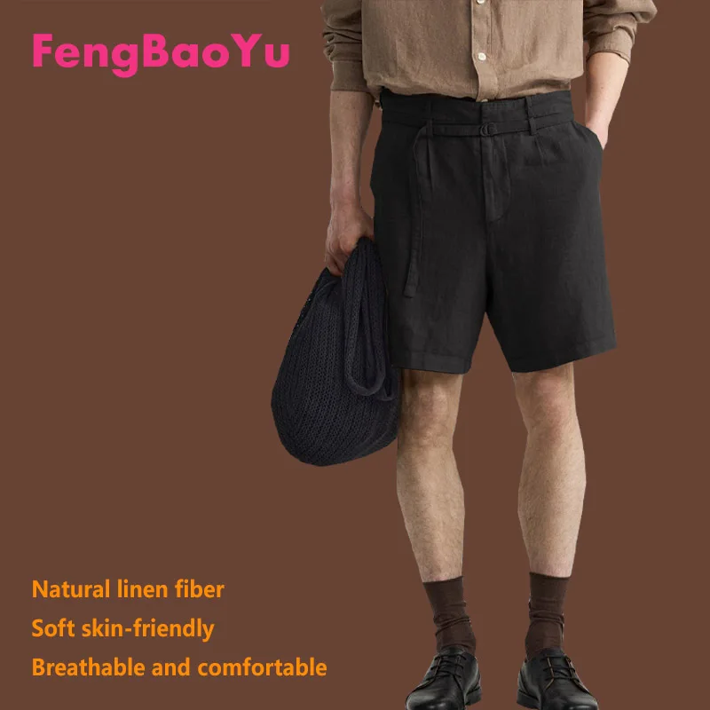 

Linen Spring and Summer Men's Shorts Brown Youth Fashion Light Luxury Men's Comfortable Cool Outdoor Casual Wear Free Shipping