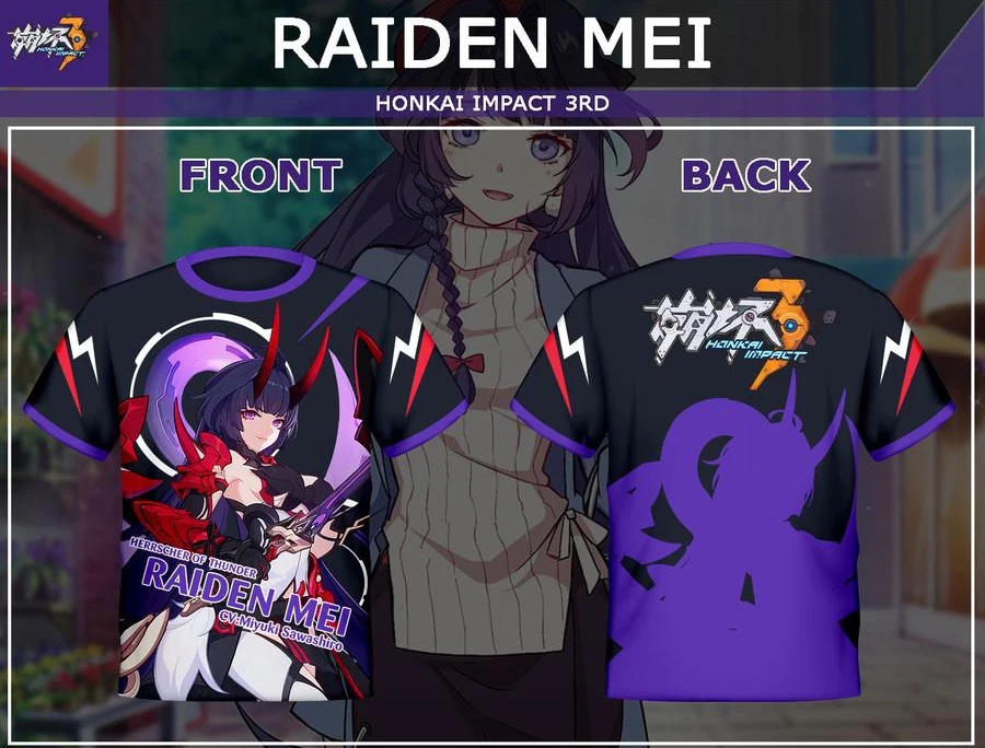 

Raiden Mei Game Honkai Impact 3rd All Role Playing T-shirt 2025 New 3D Print Kid Anime Tee Casual Men/Women Short Sleeve Y2k Top