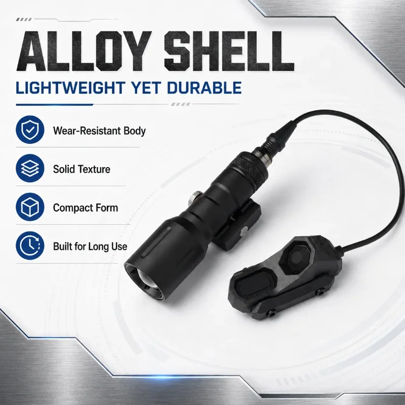 Alloy High Bright LED Flashlight with AX Remote Pressure Switch 20mm Rail Mount Hobby Model Lighting Accessory