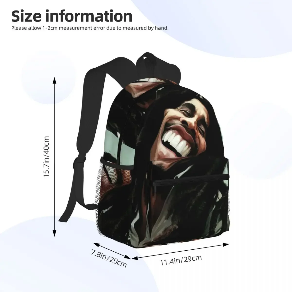 Funny Bob Marley Student Backpack School Bag Hiking Travel Daypack for Men Women Fashion Bookbag Shoulder Bags