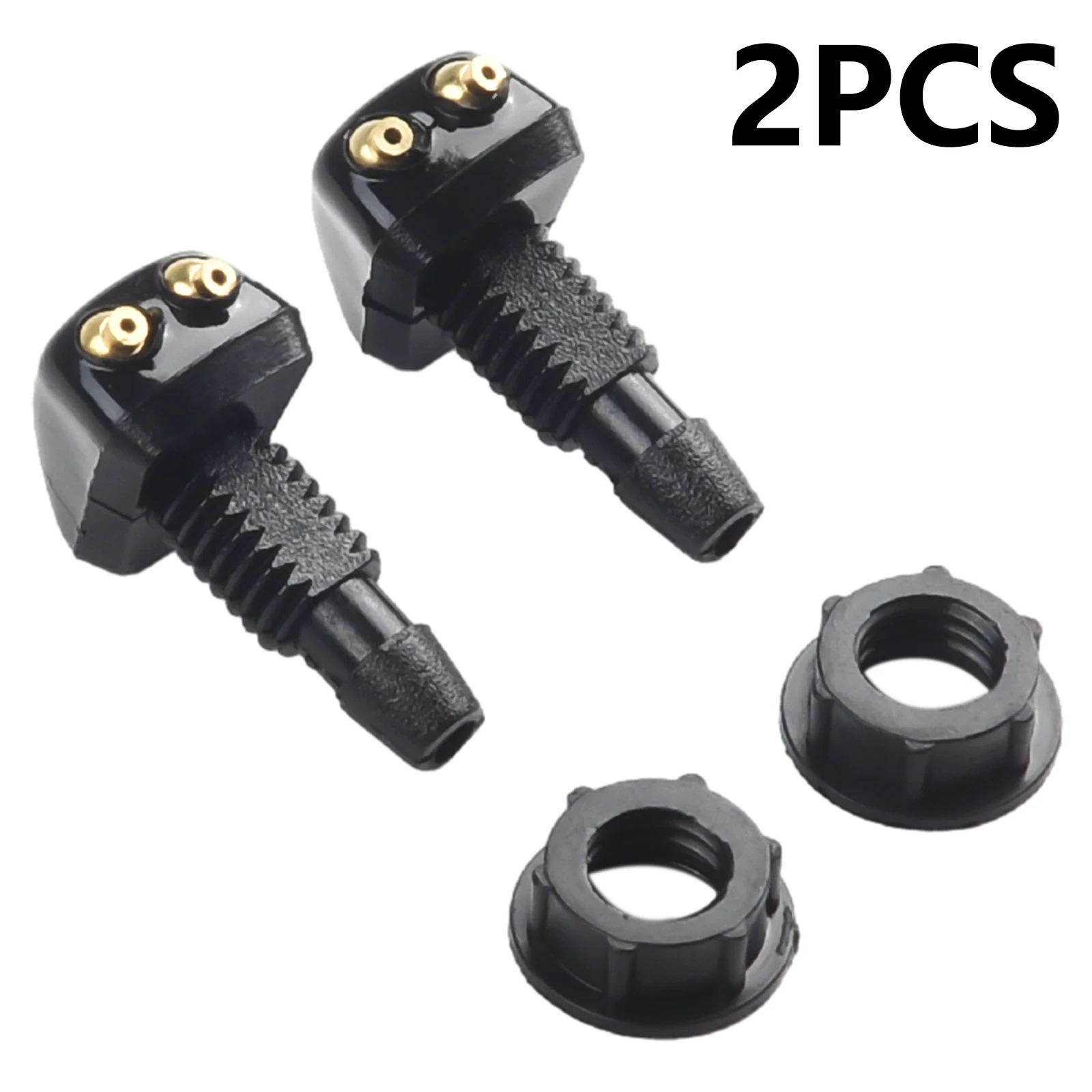 

Washer Jet Washer Wiper Nozzle Washer Sprayer Windshield 2PCS Anti-corrosion Black Dual Holes Sprayer High Quality